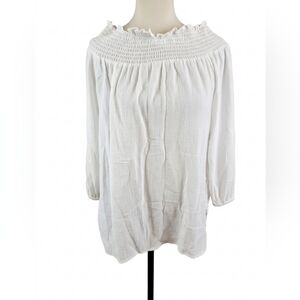 MICHAEL Michael Kors White Smocked Blouse